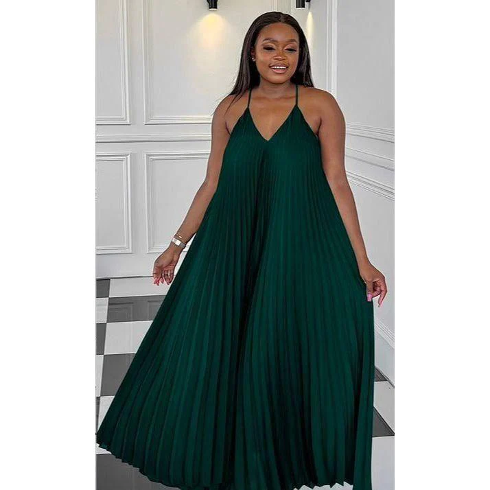 Pleated Sleeveless Midi V-neck Dress. - Image 6
