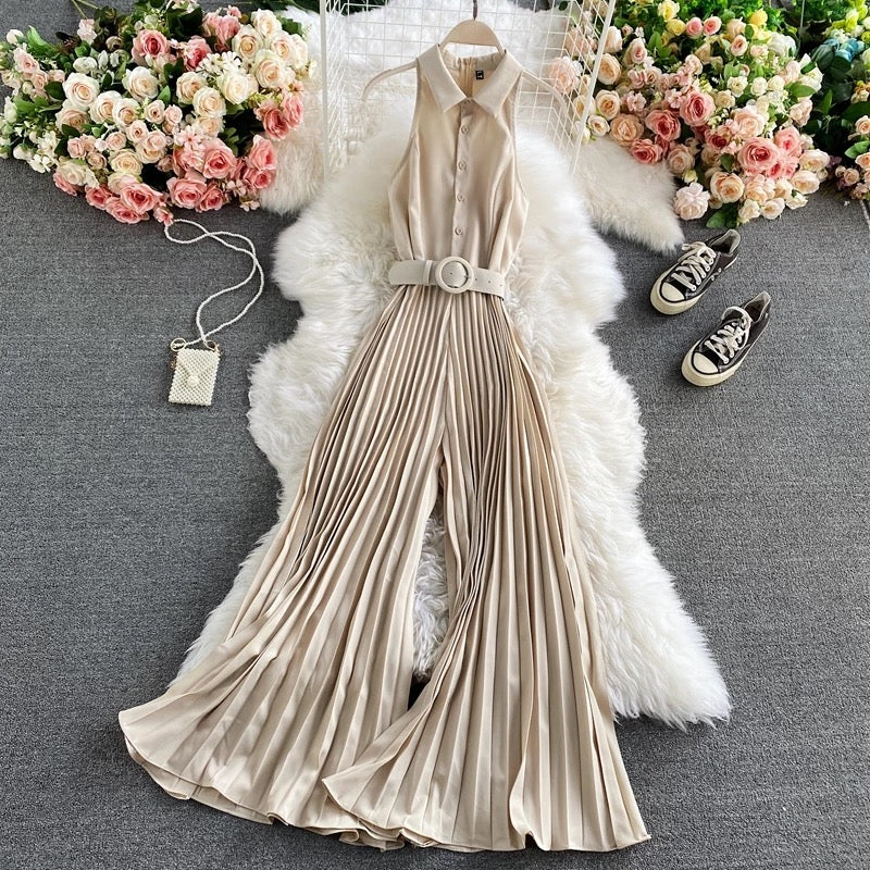 Pleated Sleeveless Vintage Jumpsuit - Image 5
