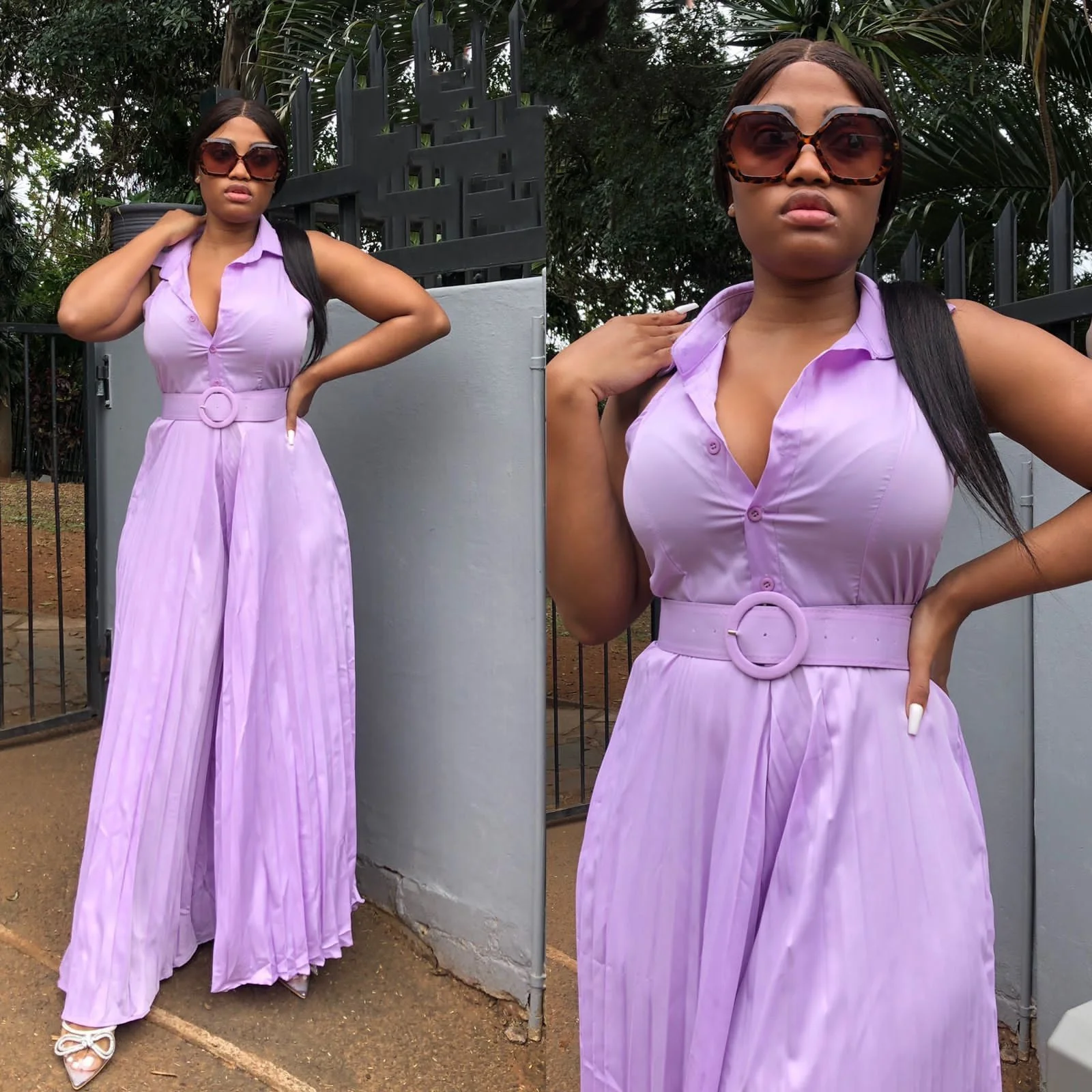 Pleated Sleeveless Vintage Jumpsuit - Image 8