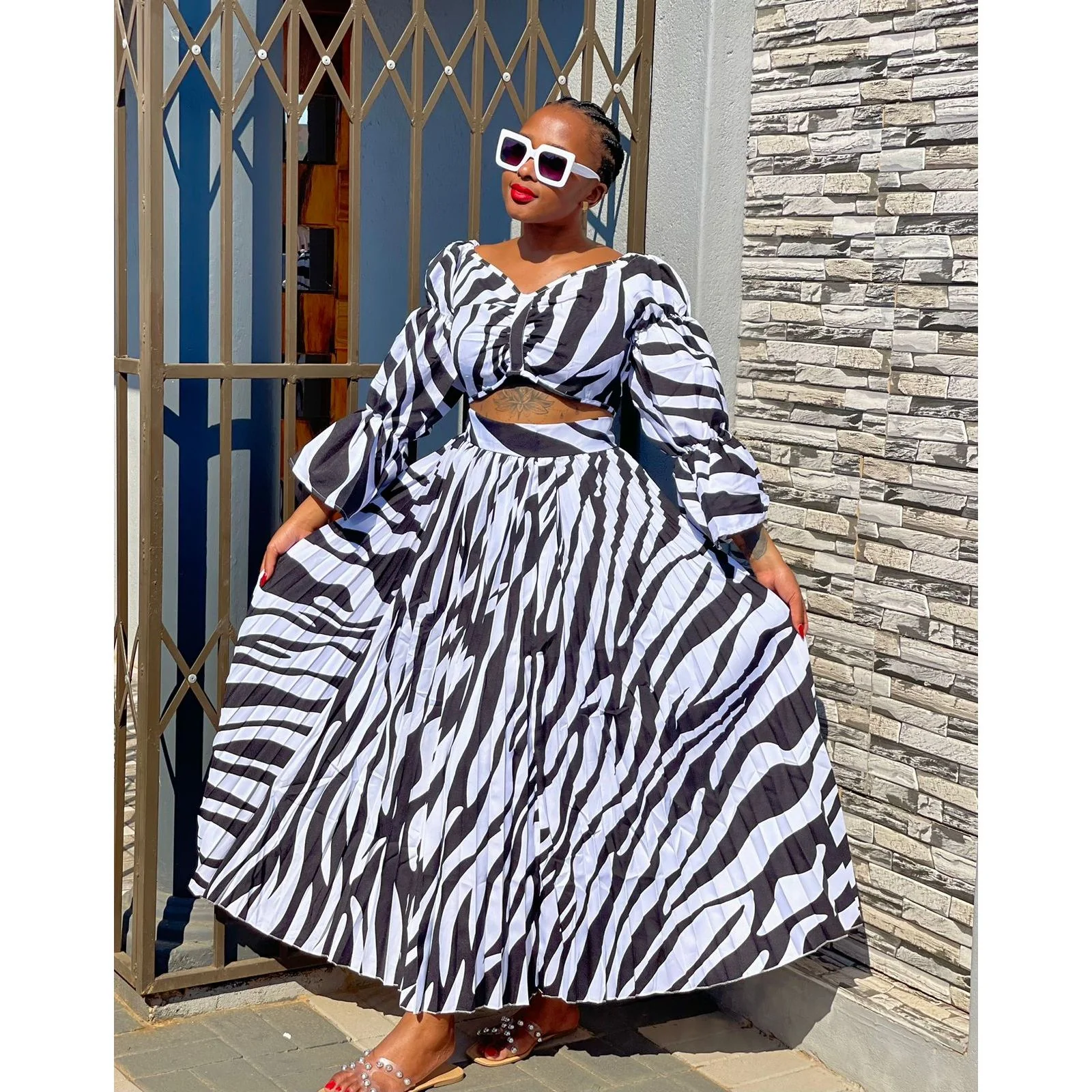 Pleated Tow Piece Set - Image 2