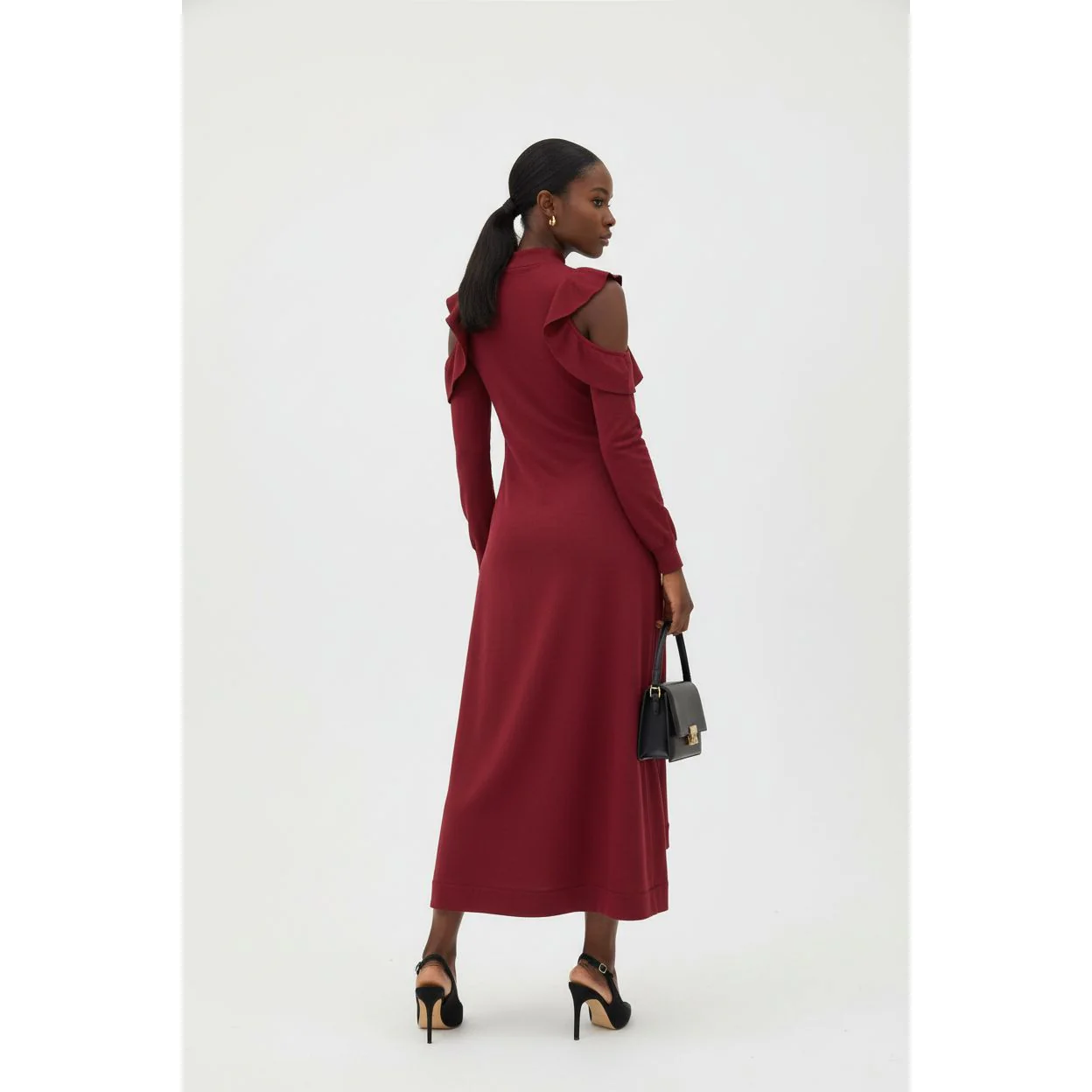 Cold Shoulder Asymmetric Maxi Dress - Image 4