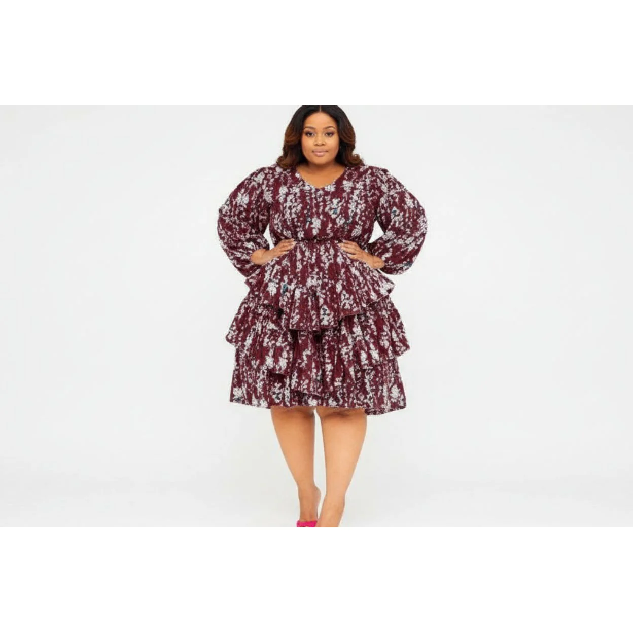 Plus Ruffle Bottom Mini Formal Dress - Image 2