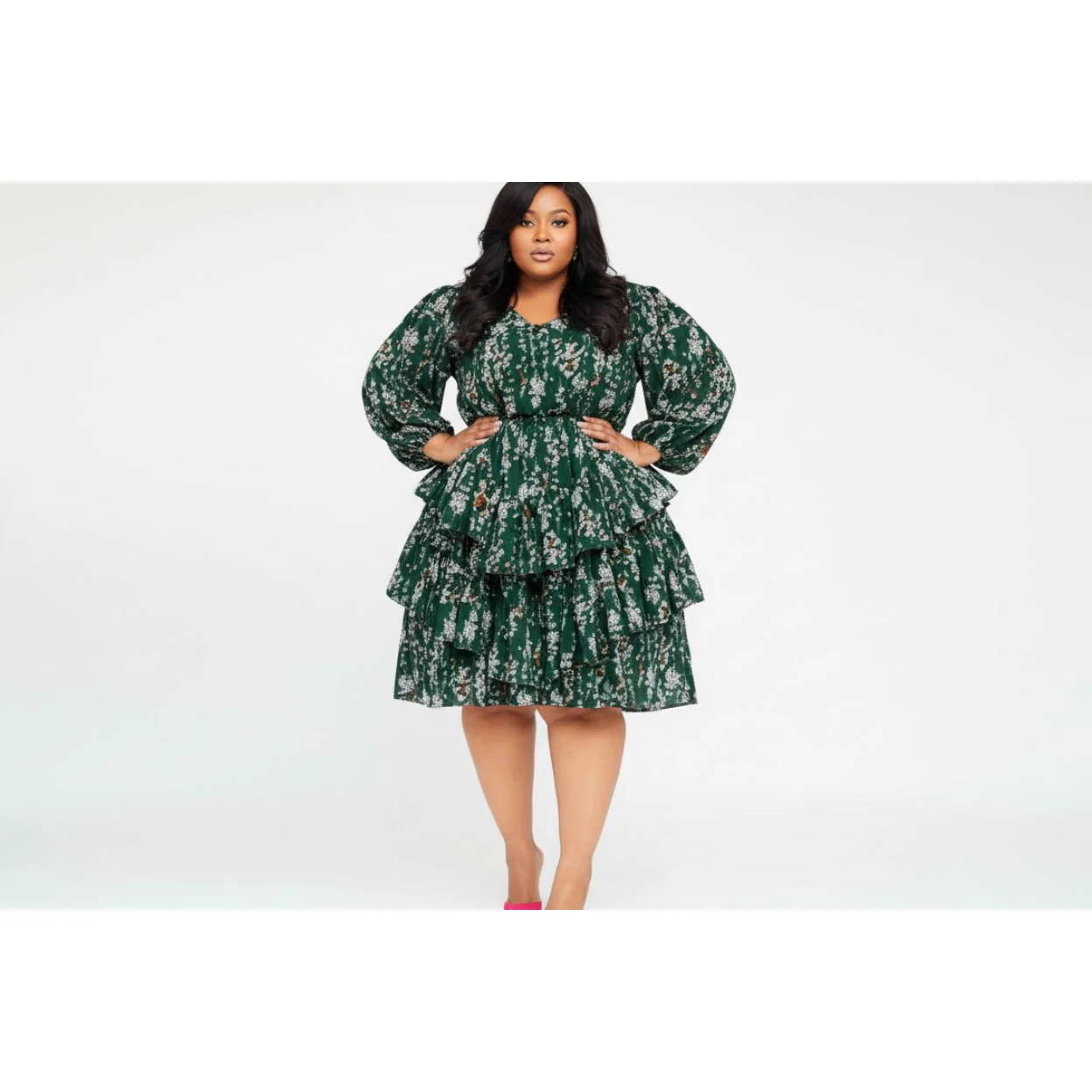 Plus Ruffle Bottom Mini Formal Dress - Image 3