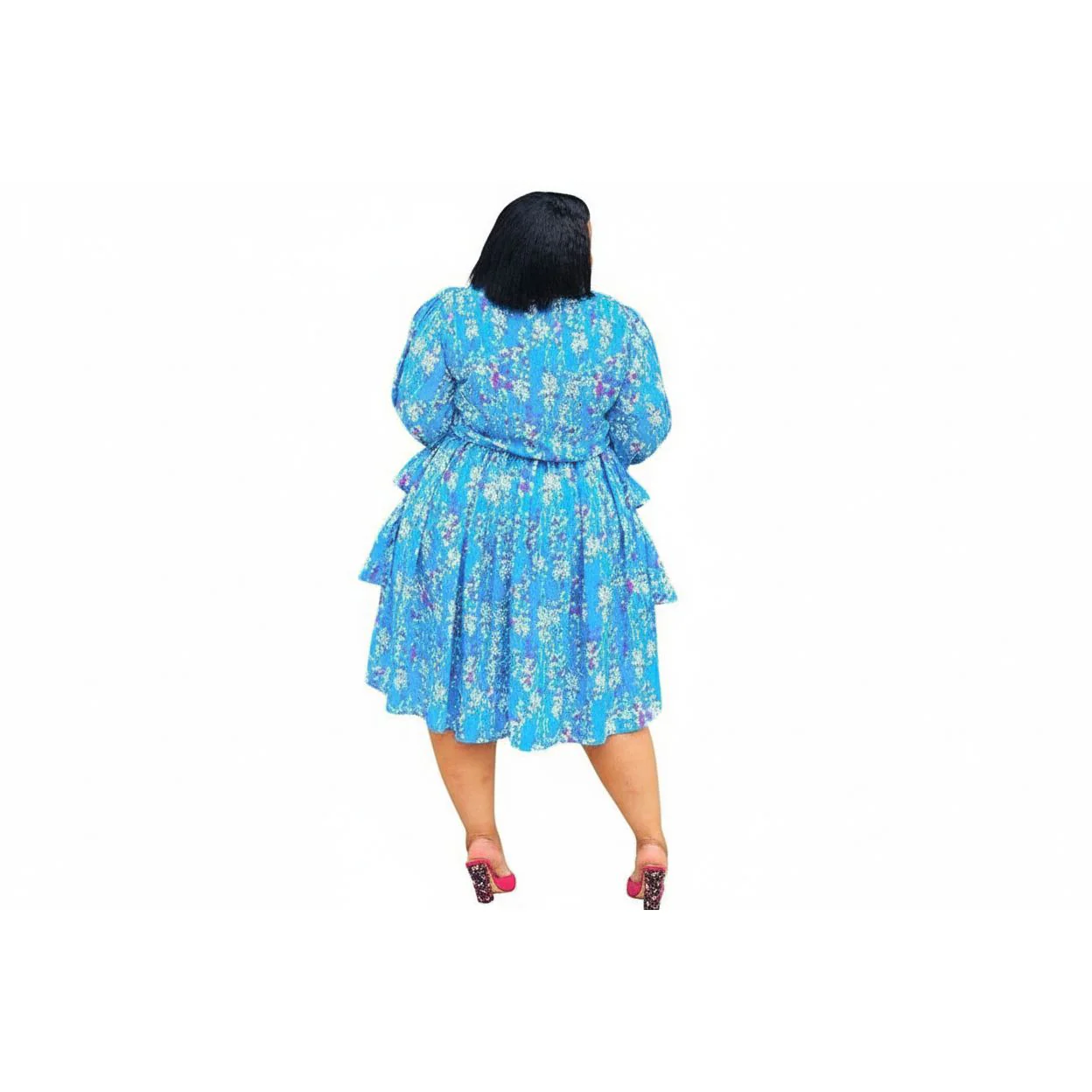 Plus Ruffle Bottom Mini Formal Dress - Image 4