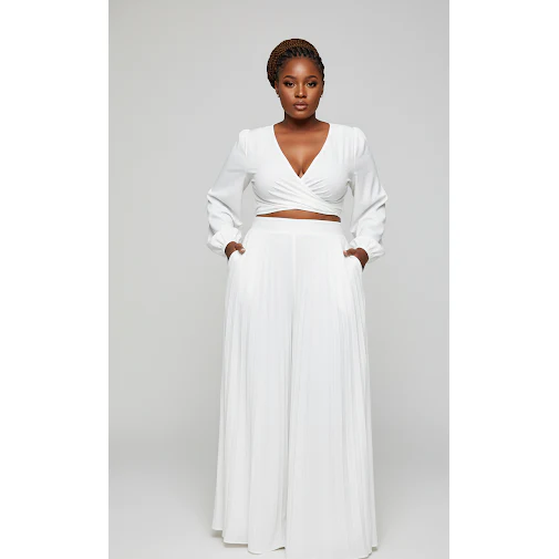 Plus Size 2 Piece Outfits Long Sleeve Crop Top and Long Maxi Skirt Set - Image 5