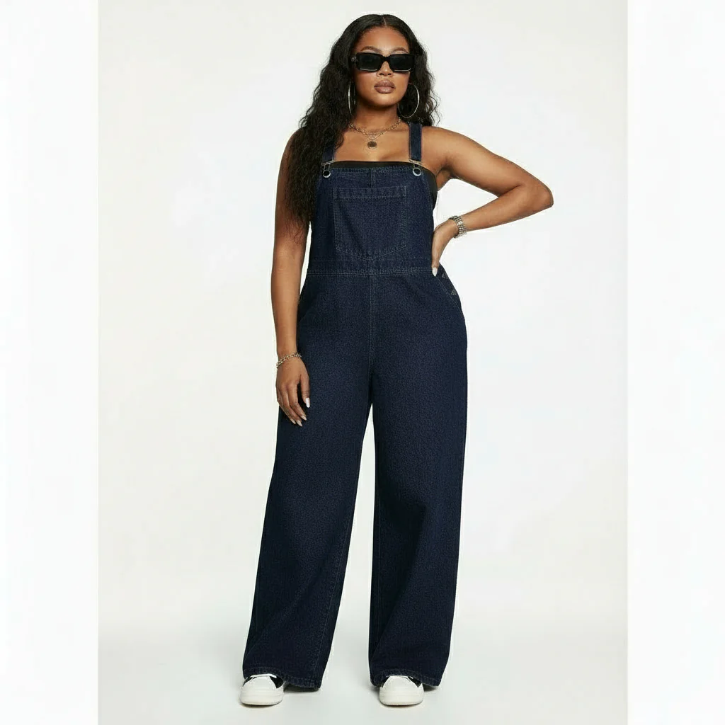 Plus Size Denim Jumpsuit Sexy Slim-Fit Bib Overall - Image 2