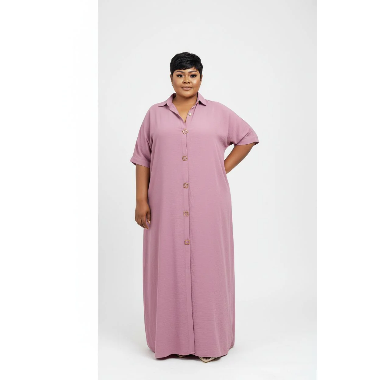 Plus Size Buttoned Shirt Dress - Image 2