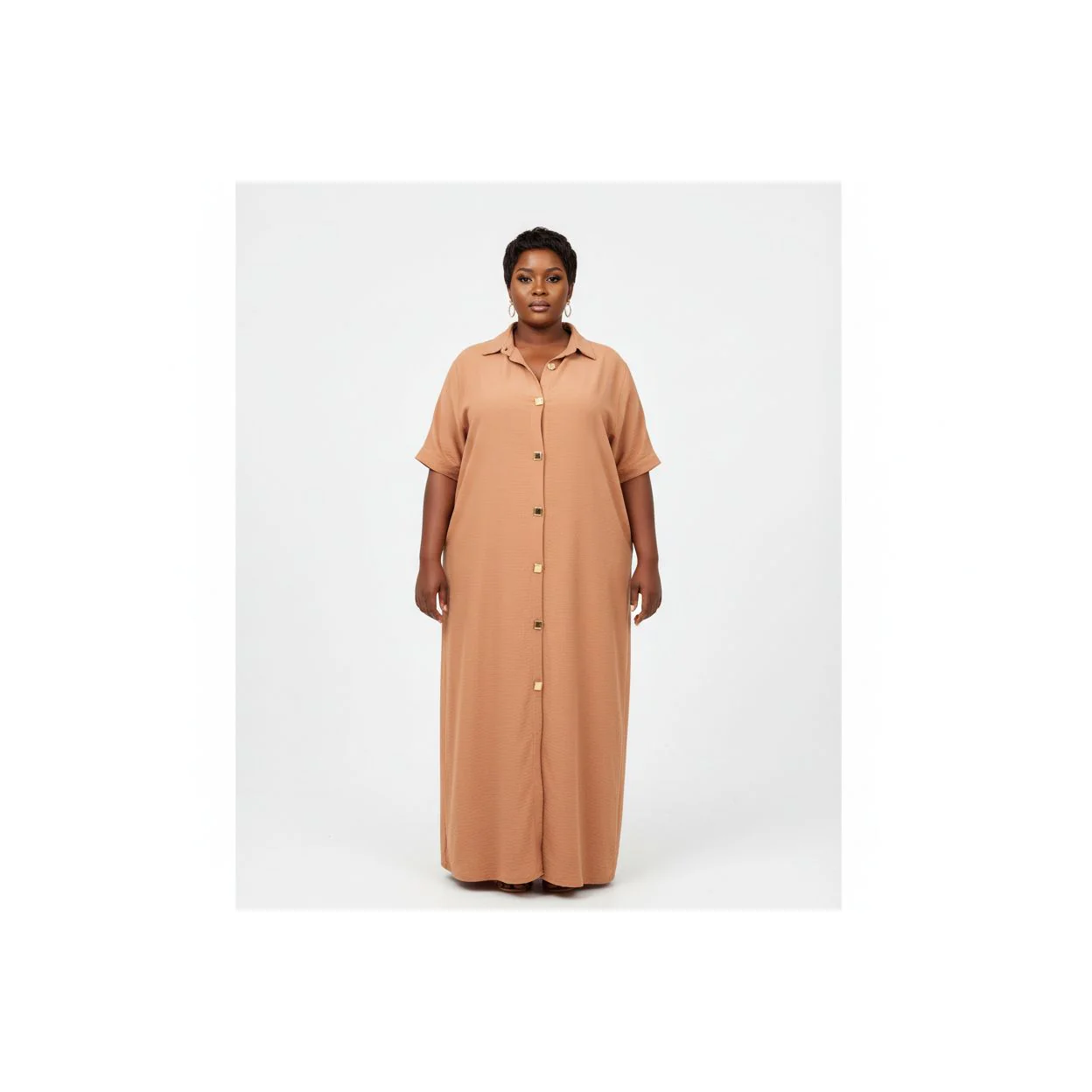 Plus Size Buttoned Shirt Dress - Image 3