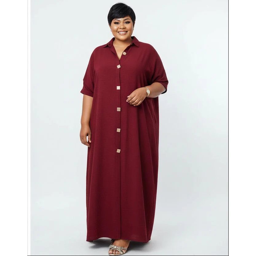 Plus Size Buttoned Shirt Dress - Image 4