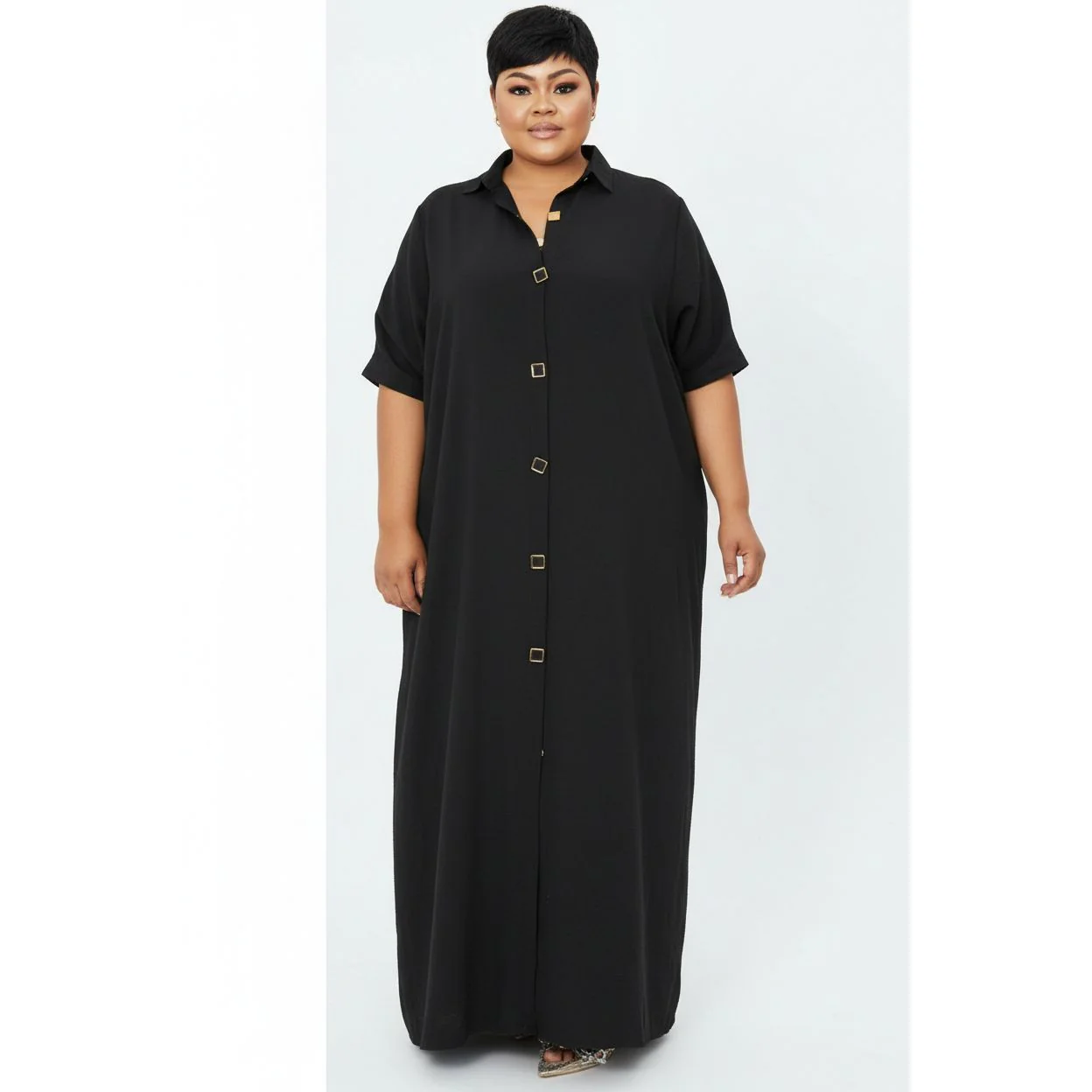 Plus Size Buttoned Shirt Dress - Image 5