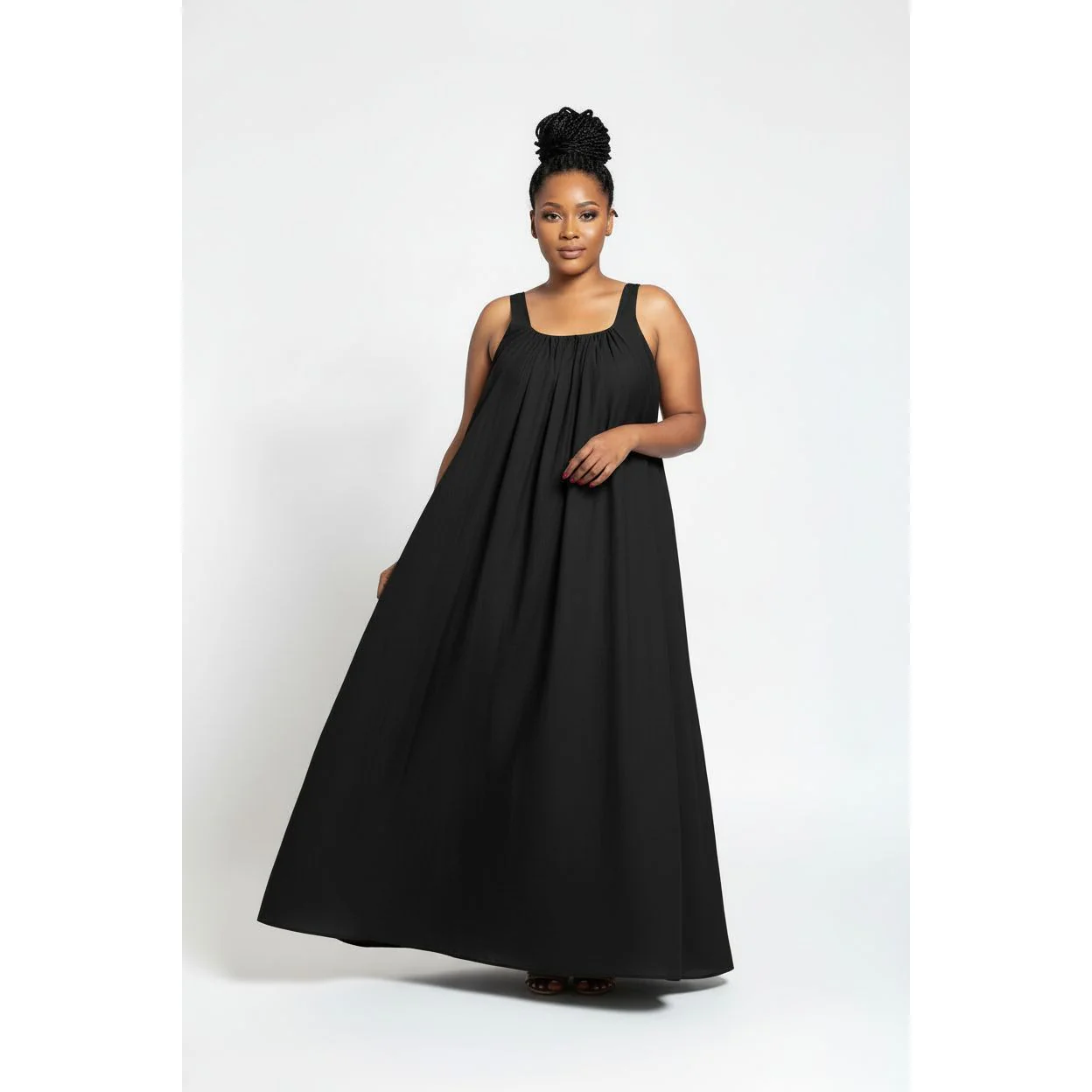 Plus Size Solid Color Maxi Slip Sun Dress - Image 3