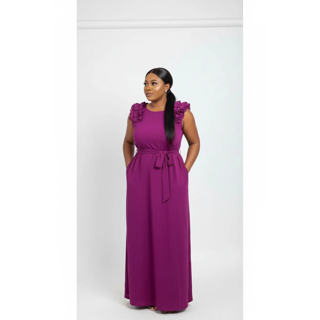 Plus Size Causal Loose Flare Midi Dress - Image 4