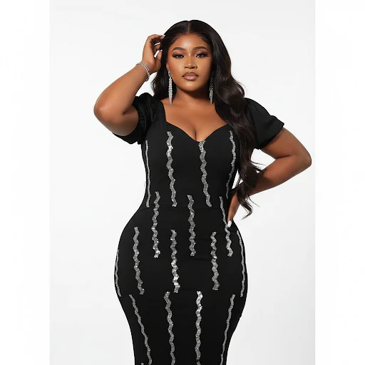 Plus Size Elegant High Elasticity Front And Waist Gather Pleated Dress - Image 2