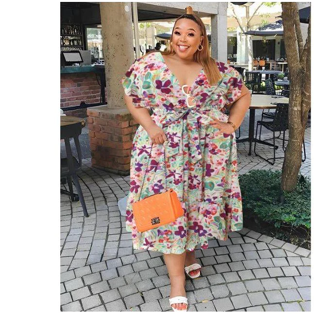 Plus Size Floral Midi Dress - Image 2
