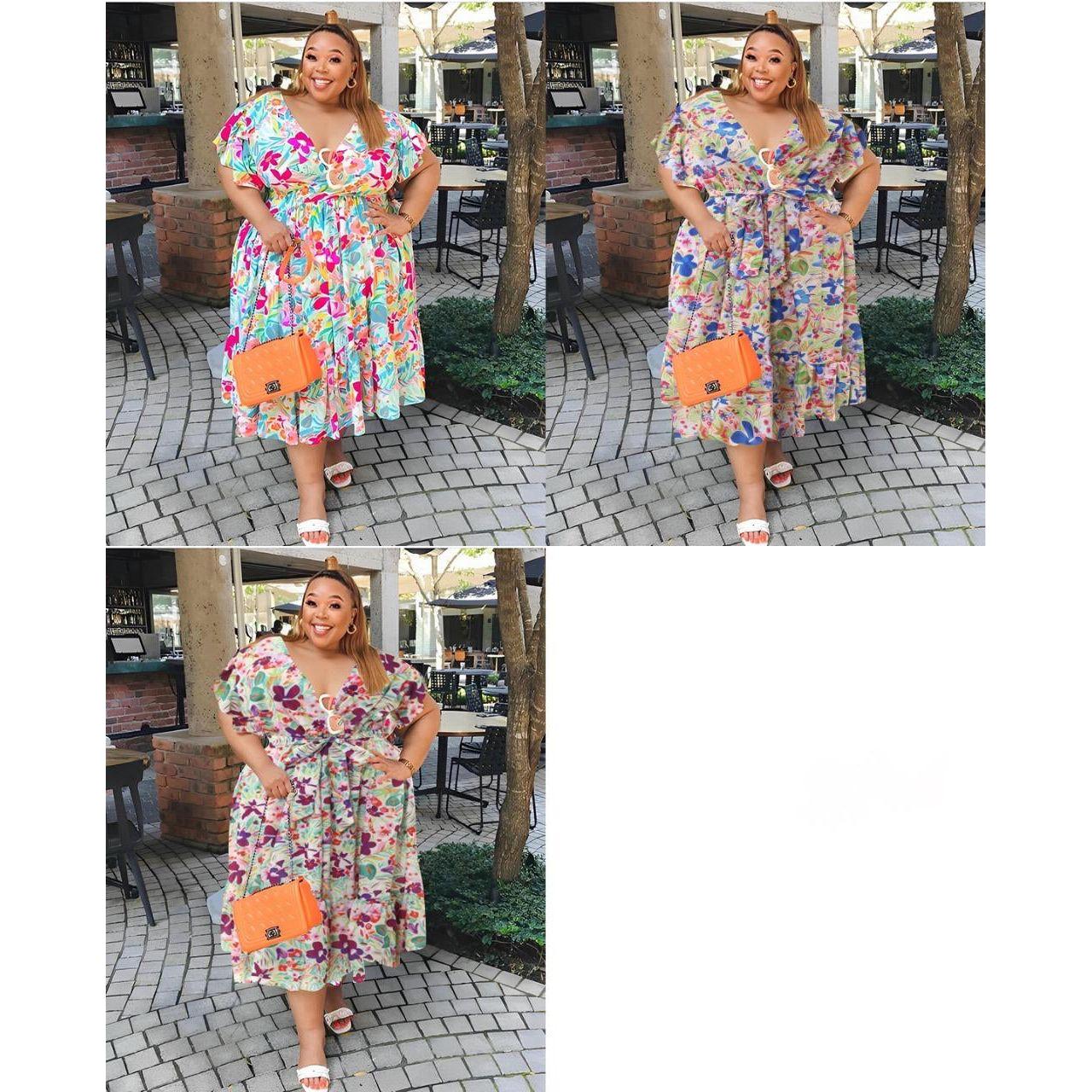 Plus Size Floral Midi Dress - Image 4