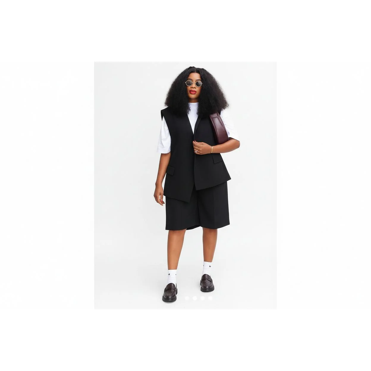 Plus size formal wear high short and waist blazer Set - Image 5