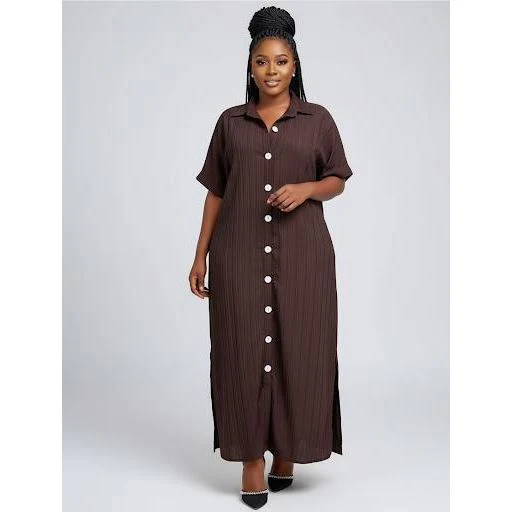 Plus Size Front Buttoned Maxi Shirt Dress - Image 2
