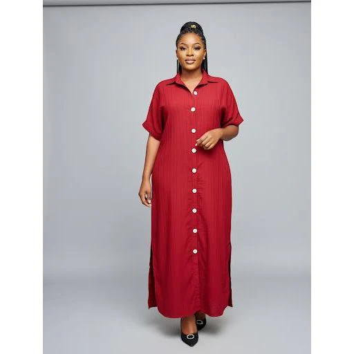 Plus Size Front Buttoned Maxi Shirt Dress - Image 3