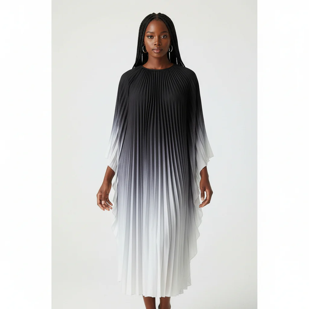 Plus Size High-End Elegant Ombre Pleated Maxi Dress - Image 6