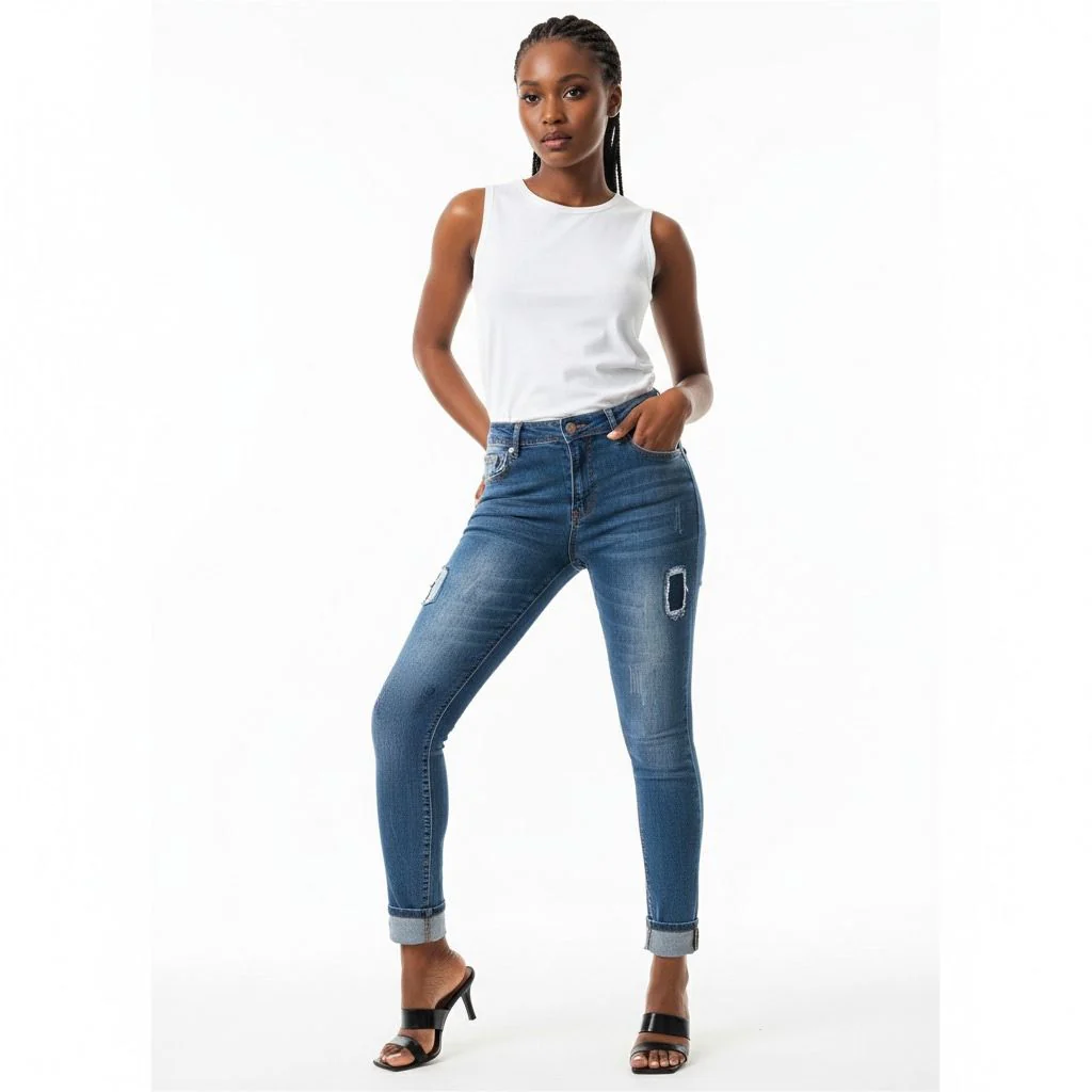 Plus-Size High Waisted ripped skinny jeans