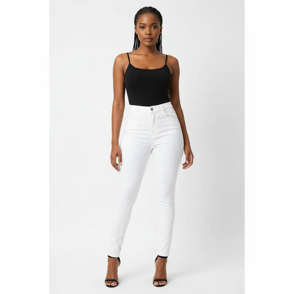 Plus-Size High Waisted white skinny Jeans. - Image 3
