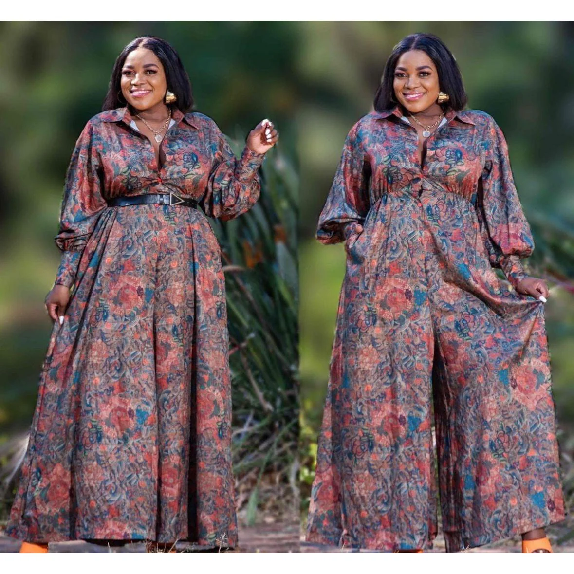 Plus-Size Palazzo Floral Jumpsuit - Image 2