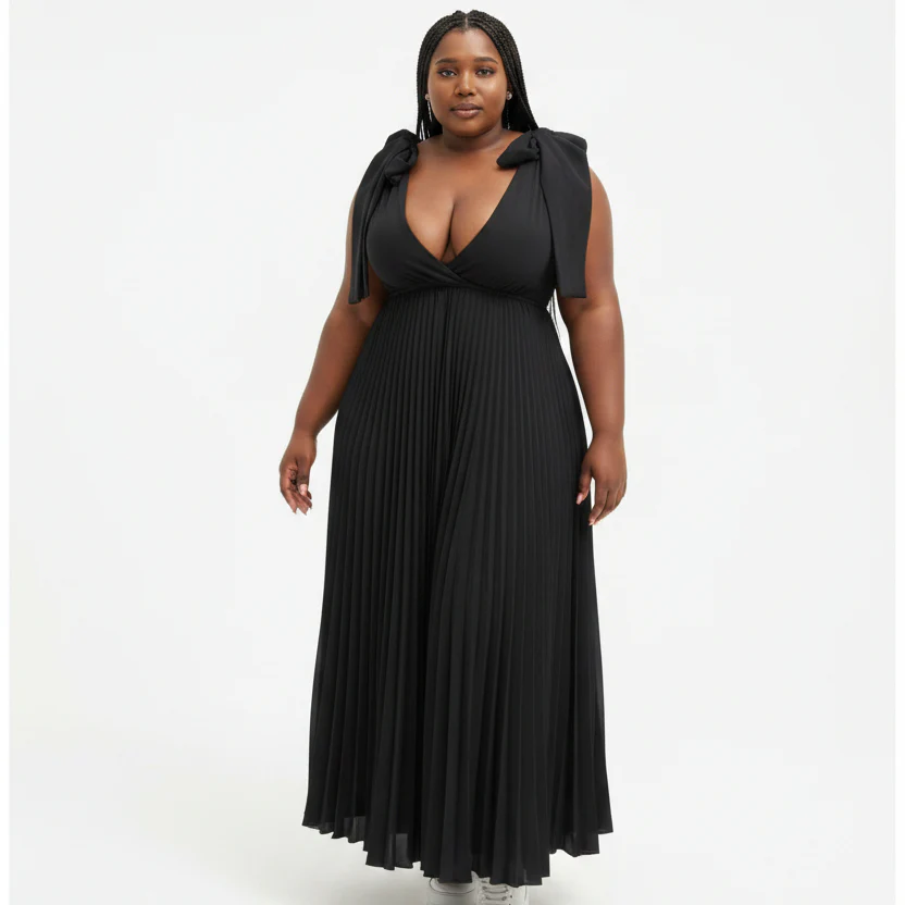 Plus Size Pleated Maxi Dress. - Image 2