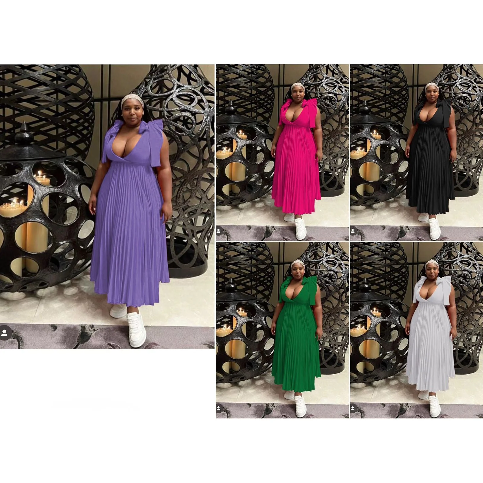 Plus Size Pleated Maxi Dress. - Image 6