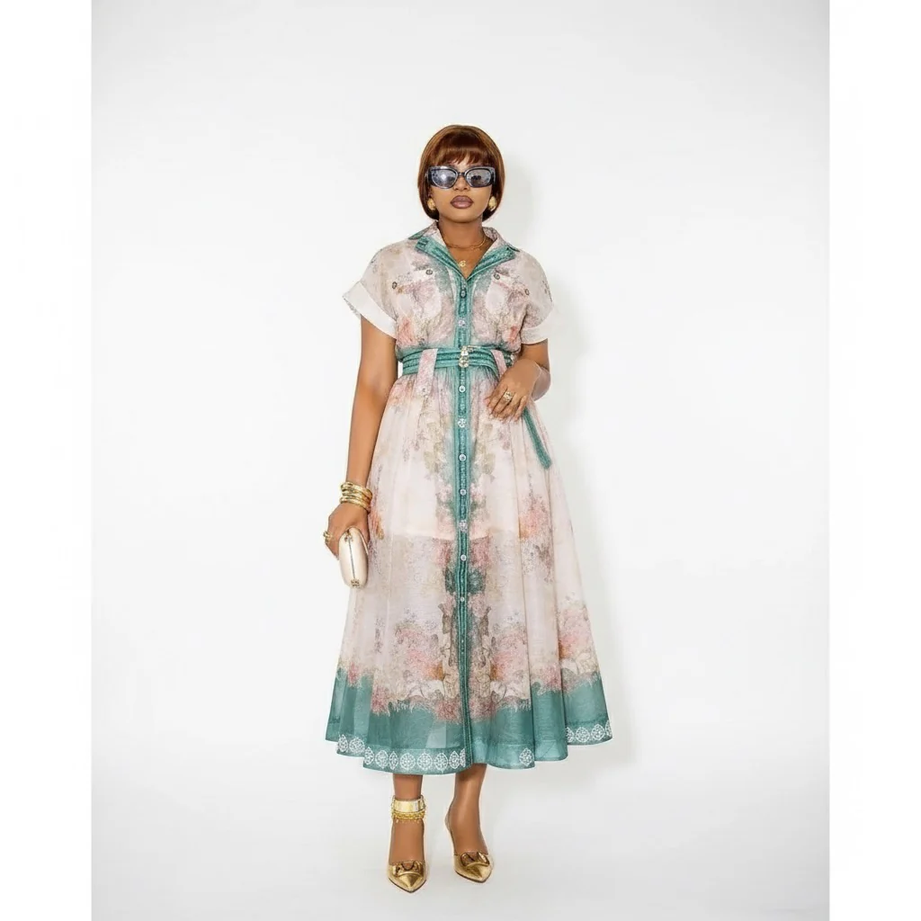 Plus Size Short Sleeve V-Neck Multi-Color A-Line Maxi Dress - Image 2