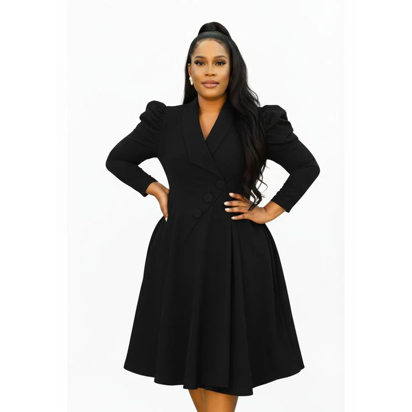 Plus Size Vintage Midi Blazer Dress - Image 3