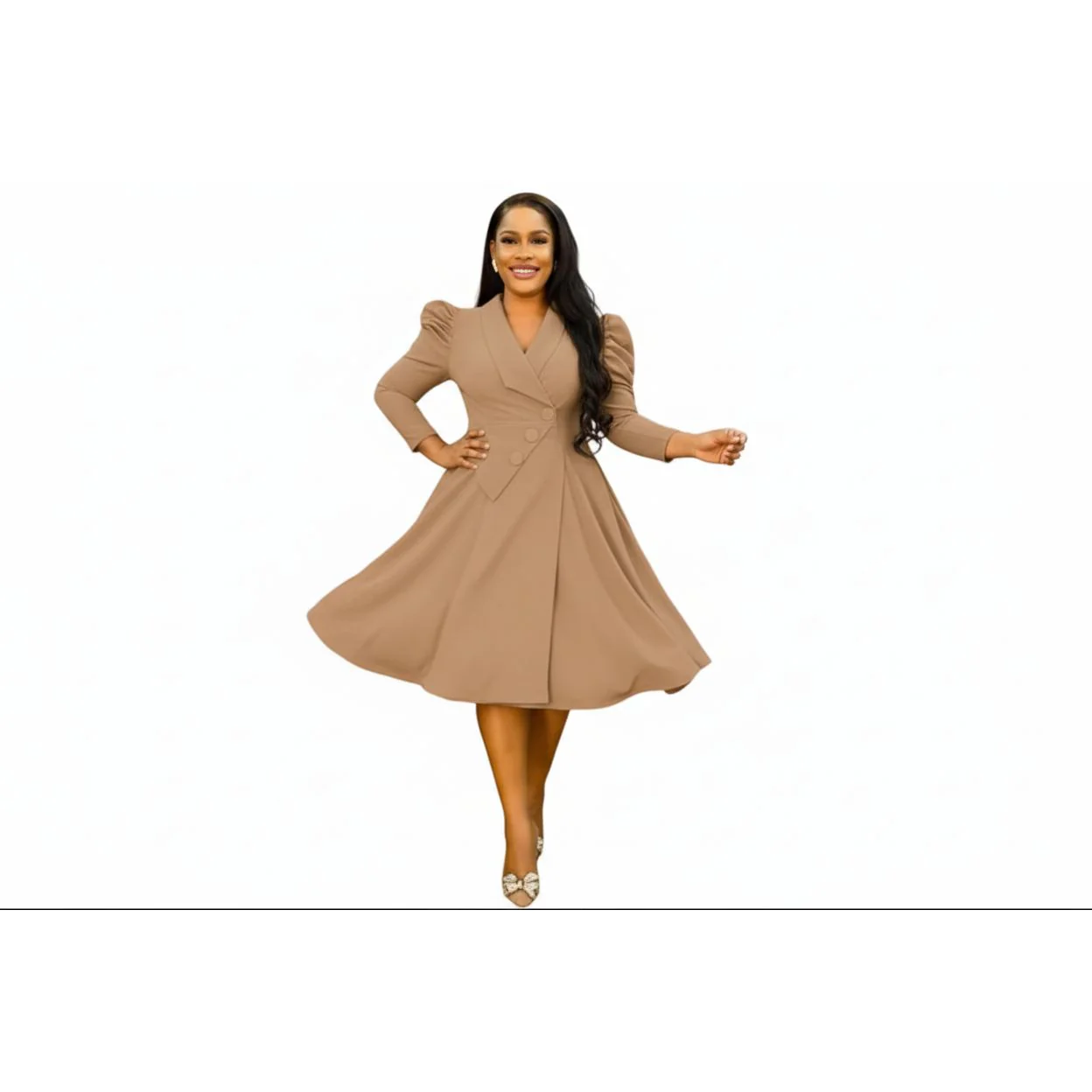 Plus Size Vintage Midi Blazer Dress - Image 4