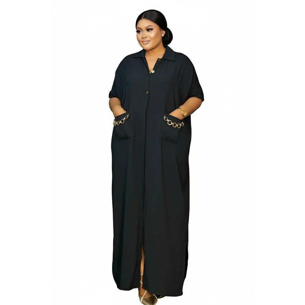 Plus Size Women's Solid Color Simple Daily Dress