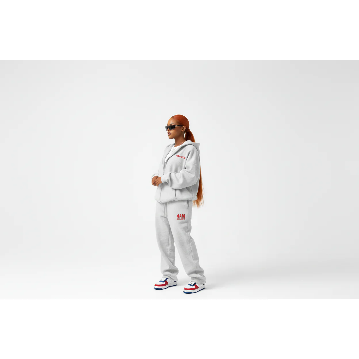 Plus Size Zip-Up Hoodie & Wide-Leg Pants