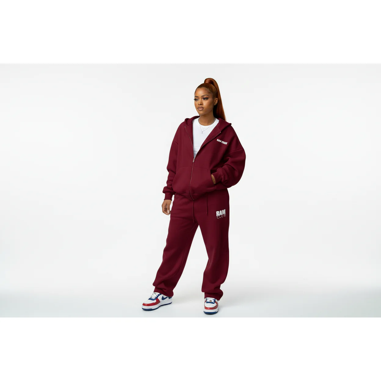 Plus Size Zip-Up Hoodie & Wide-Leg Pants - Image 3