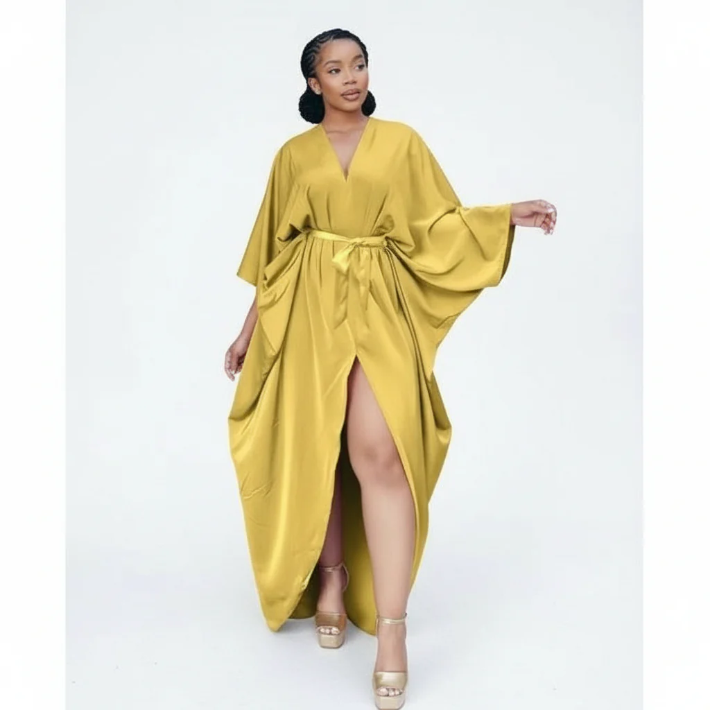 Plus Twist Front Cloak Sleeve Wrap Hem Dress. - Image 3