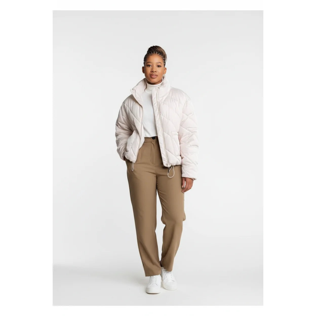 Pocket Elastic Waist Warm Jacket - Image 2