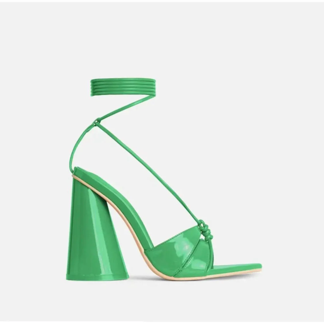 Point Toe Lace-up Chunky Heel - Image 4