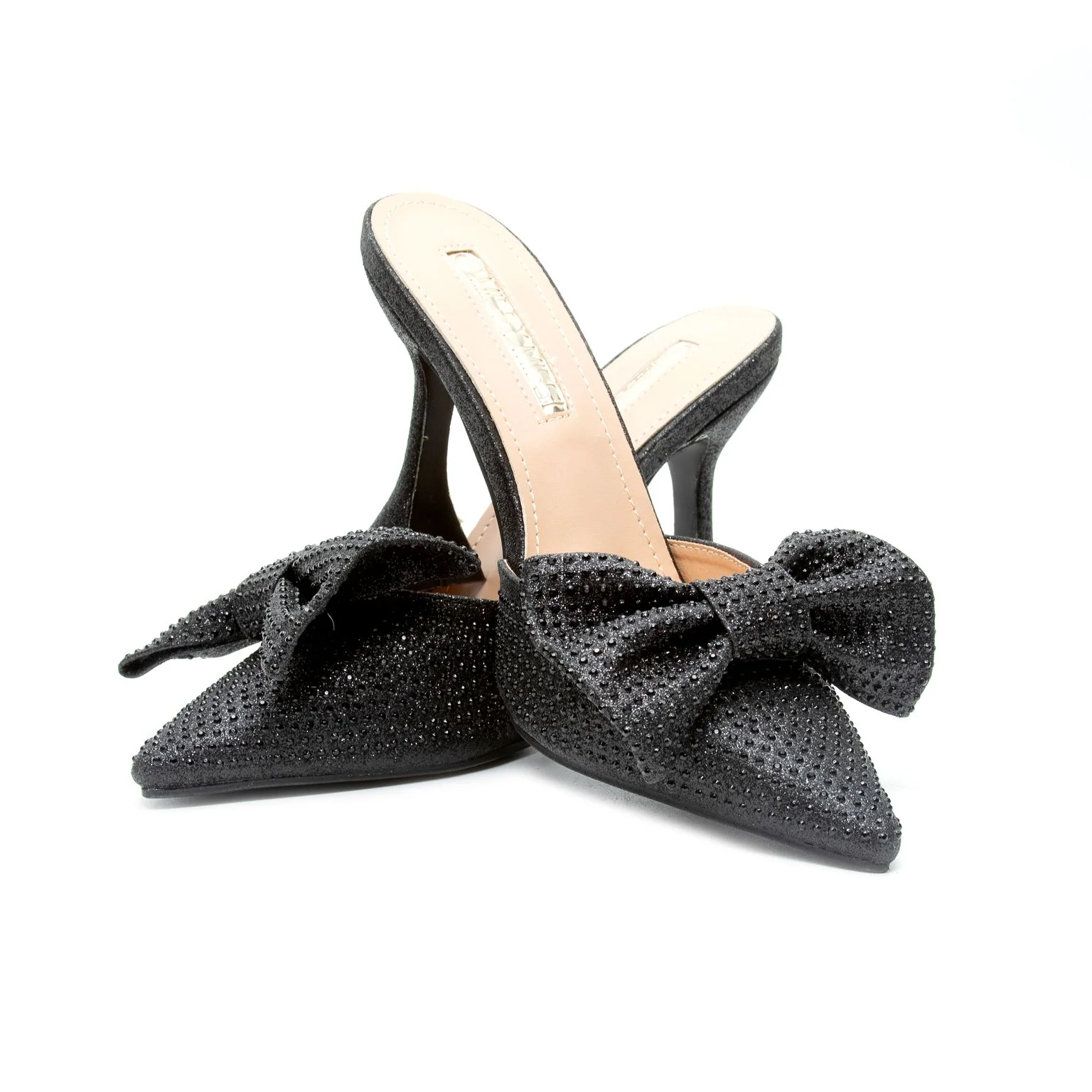 Pointed Bow Crystal Sandals - Image 2