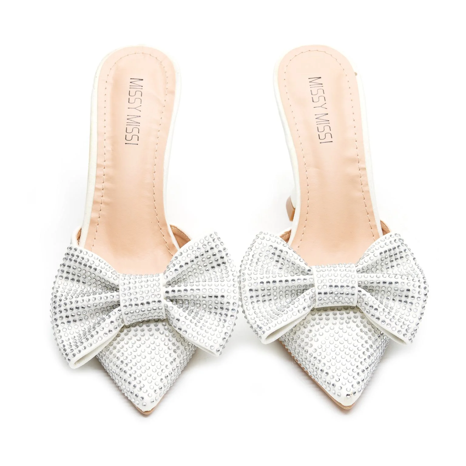 Pointed Bow Crystal Sandals - Image 9