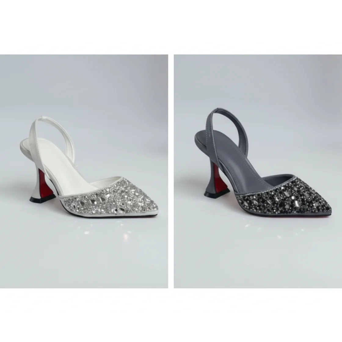 Pointed Diamante Court Heel With Slingback - Image 2