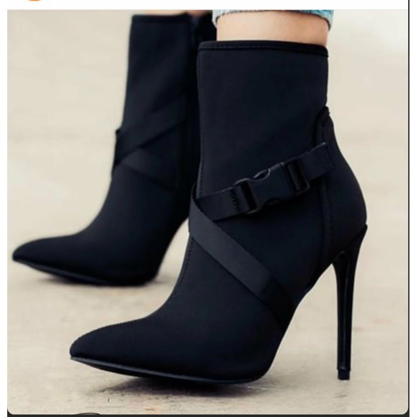 Pointed Toe Buckle Stiletto Heel Ankle Boots - Image 5