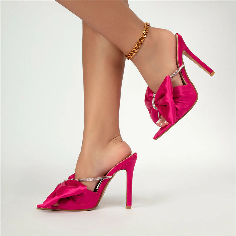Pointed toe big bow stiletto shoes - Image 5