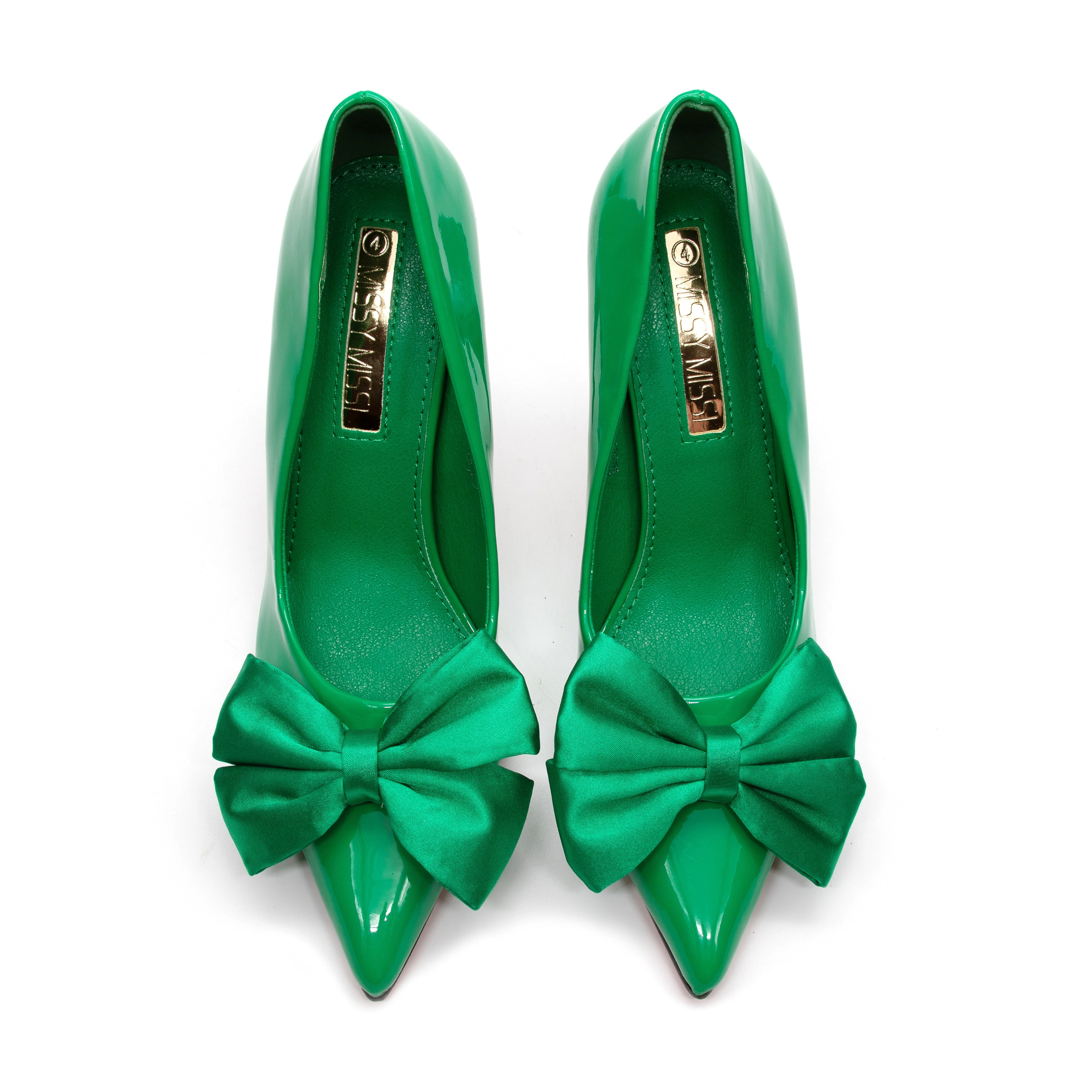 Pointed Toe Bow Knot Glossy High Heel - Image 13