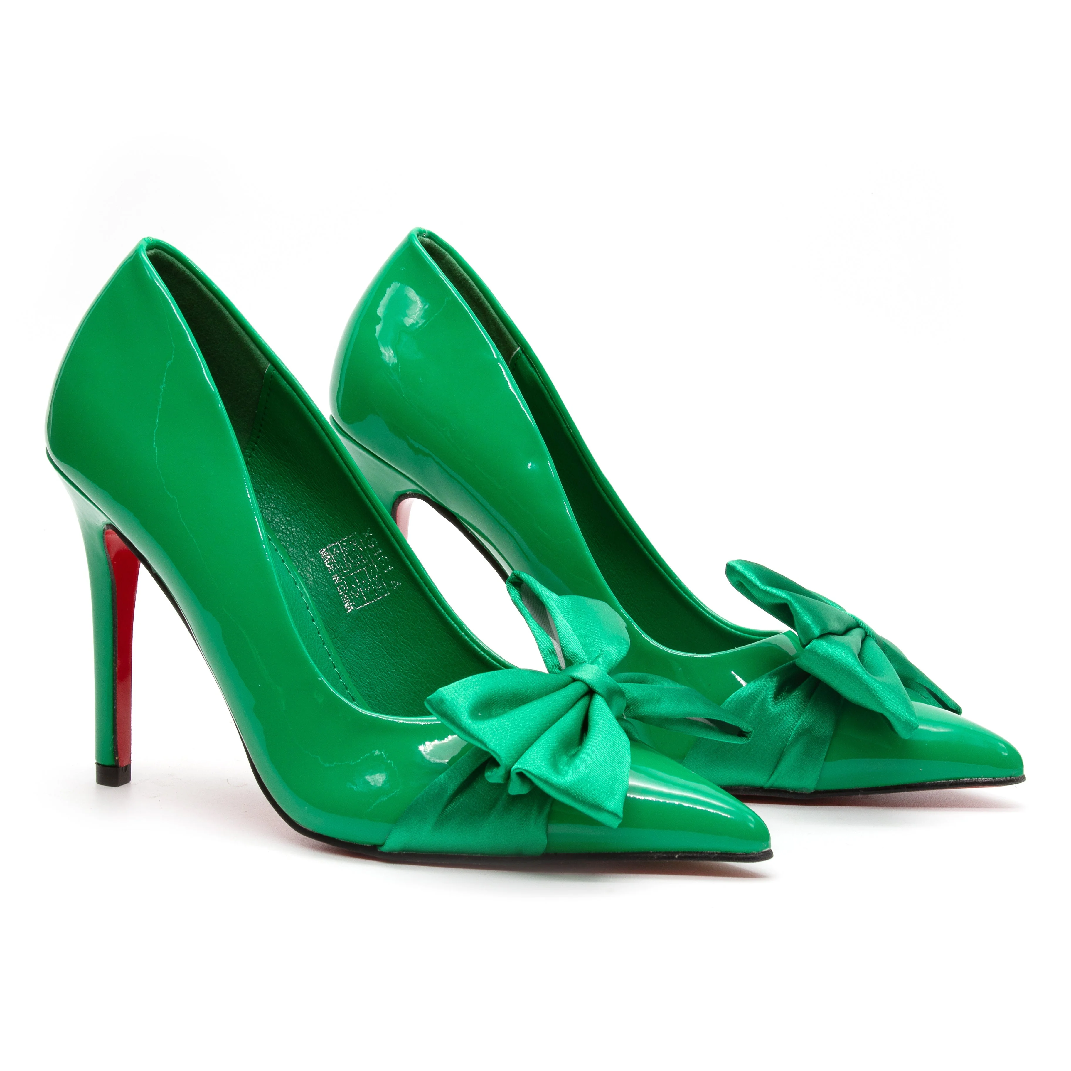 Pointed Toe Bow Knot Glossy High Heel - Image 2