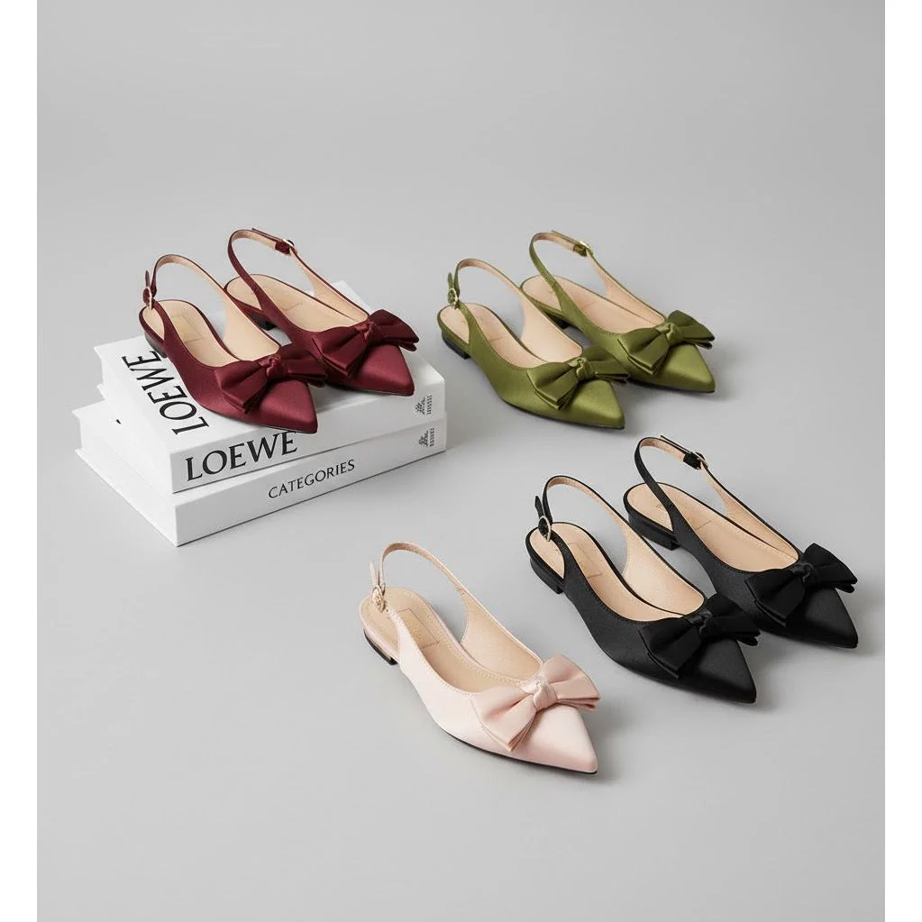 Pointed Toe Bowknot Decor Comfortable Kitten Heel Pumps For Women - Image 4