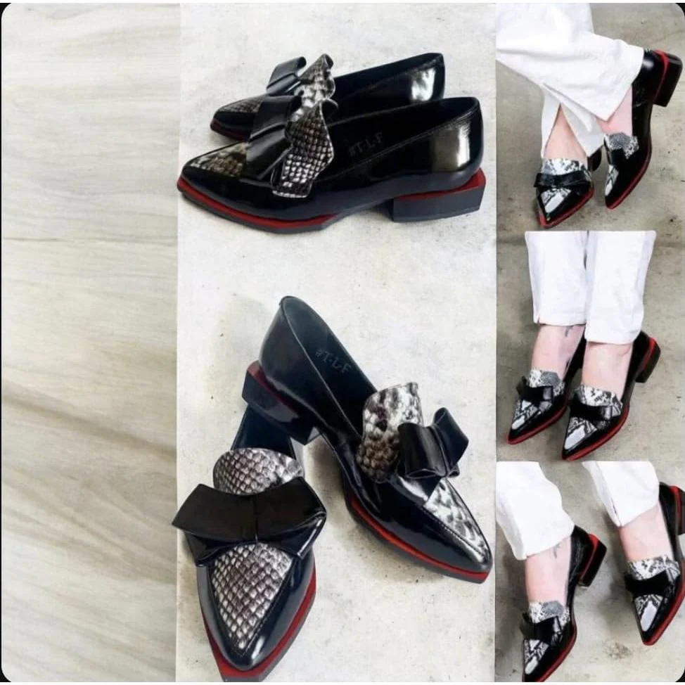 Pointed-toe Chunky Loafer Animal Print Formal Shoes - Image 3