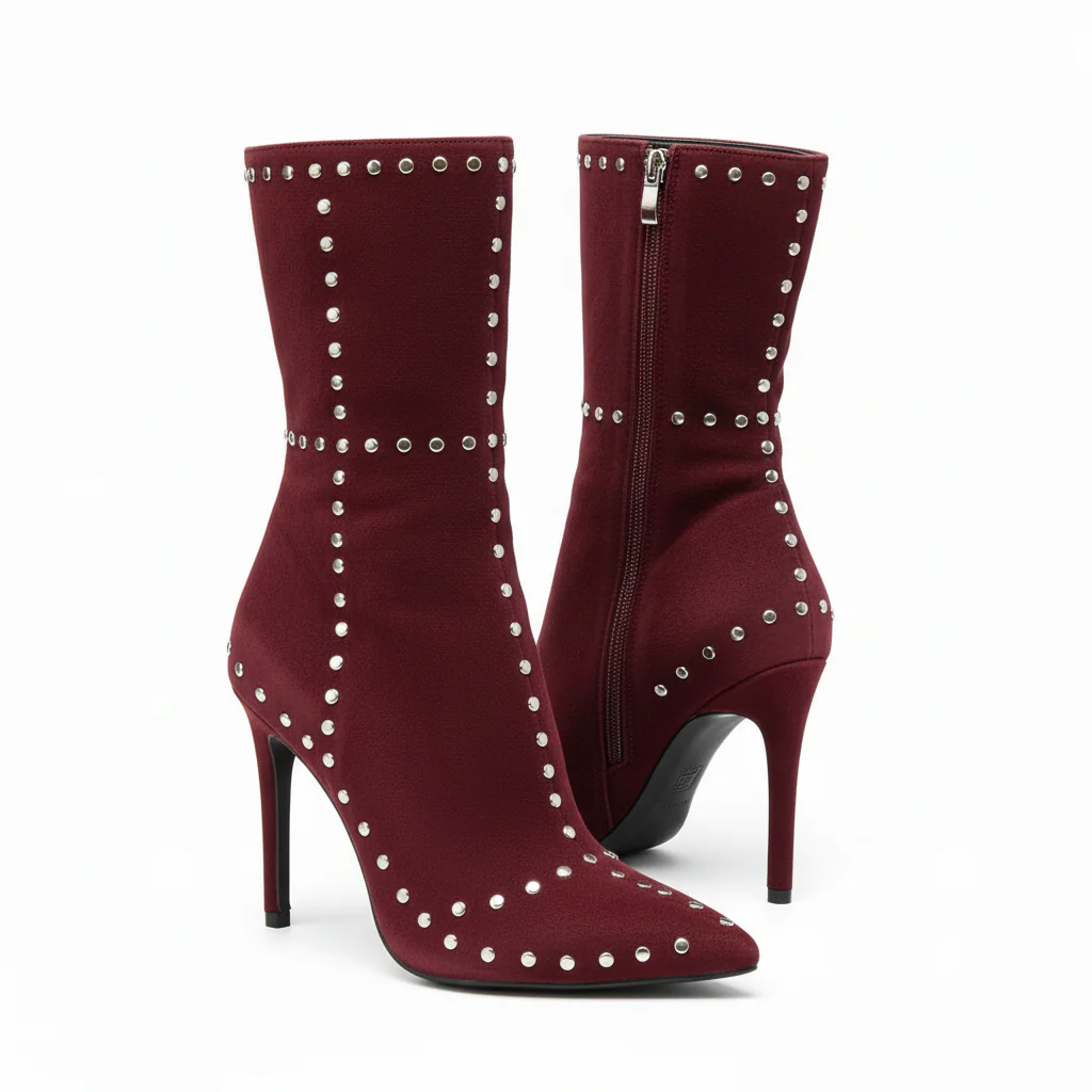 Pointed Toe Rivet Boots - Image 2