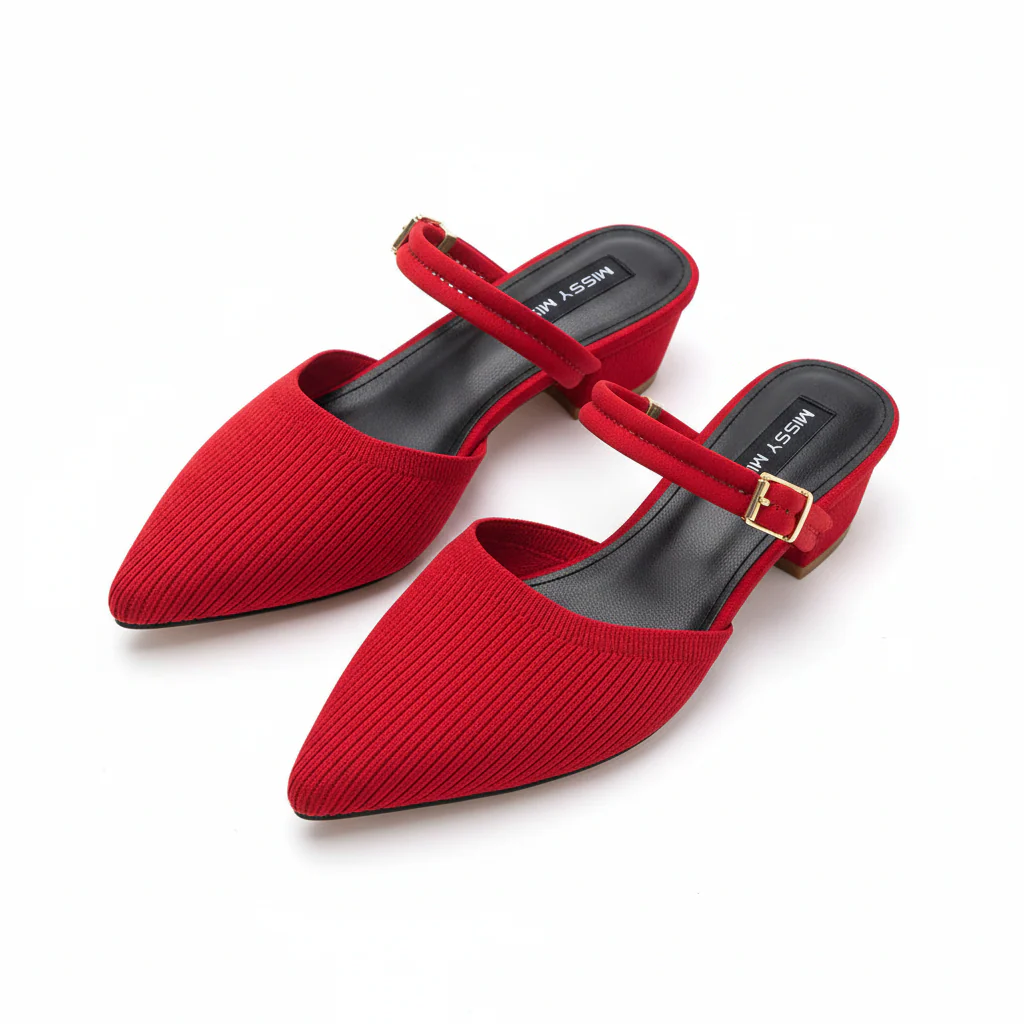 Pointed-Toe Woolen Woven Back Elasticated Women's High Heels - Image 2