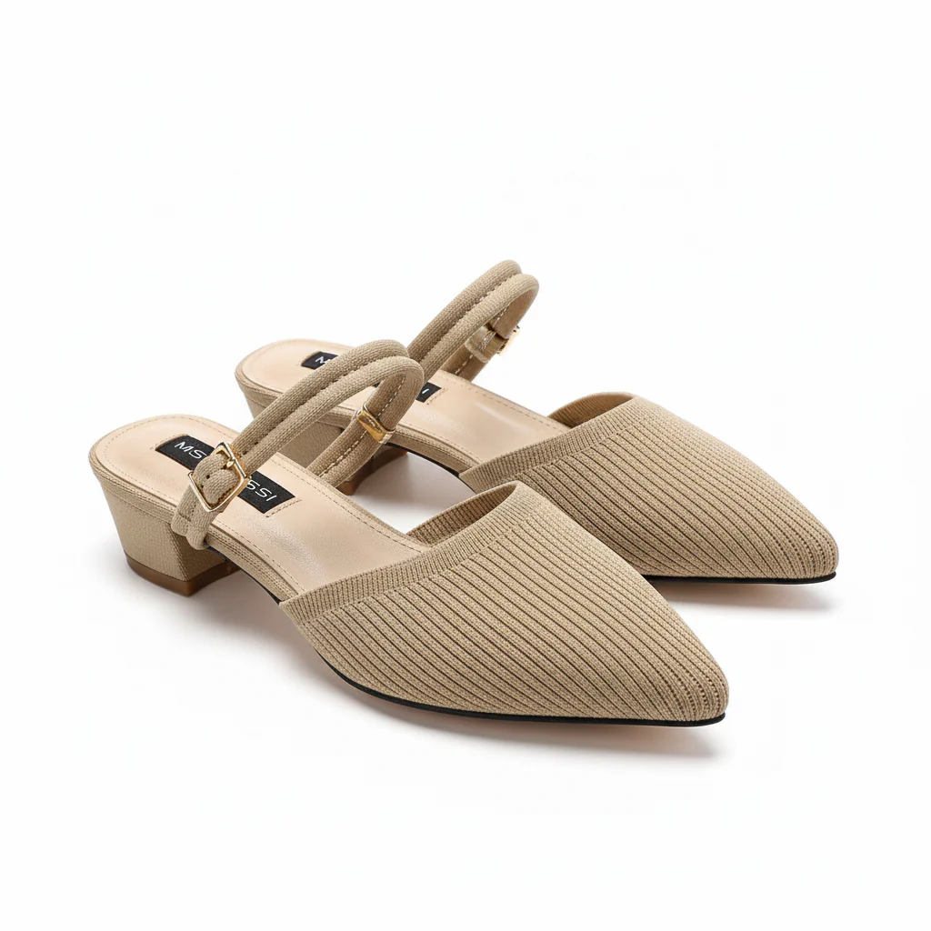 Pointed-Toe Woolen Woven Back Elasticated Women's High Heels - Image 4