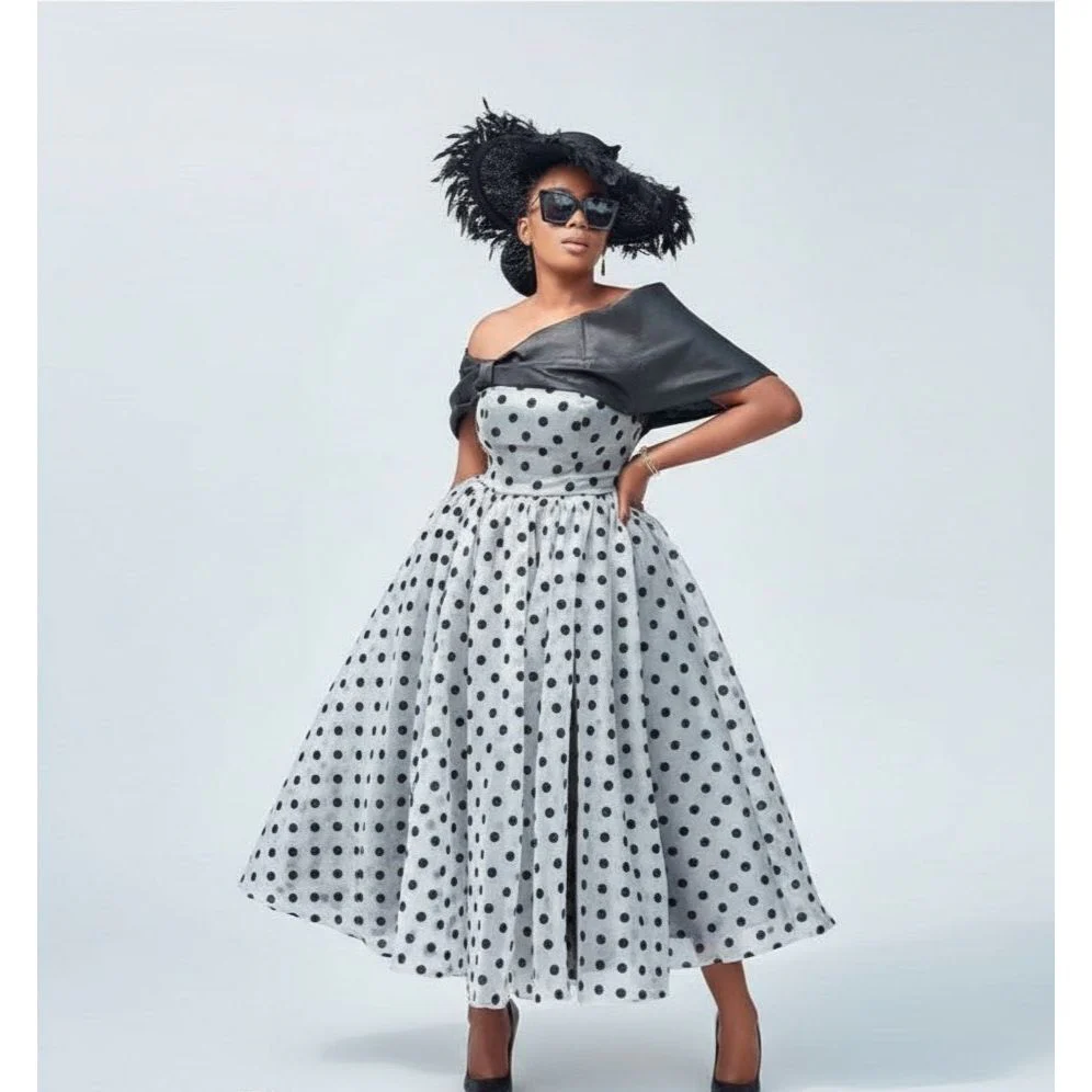 Polka Dot off shoulder dress - Image 2